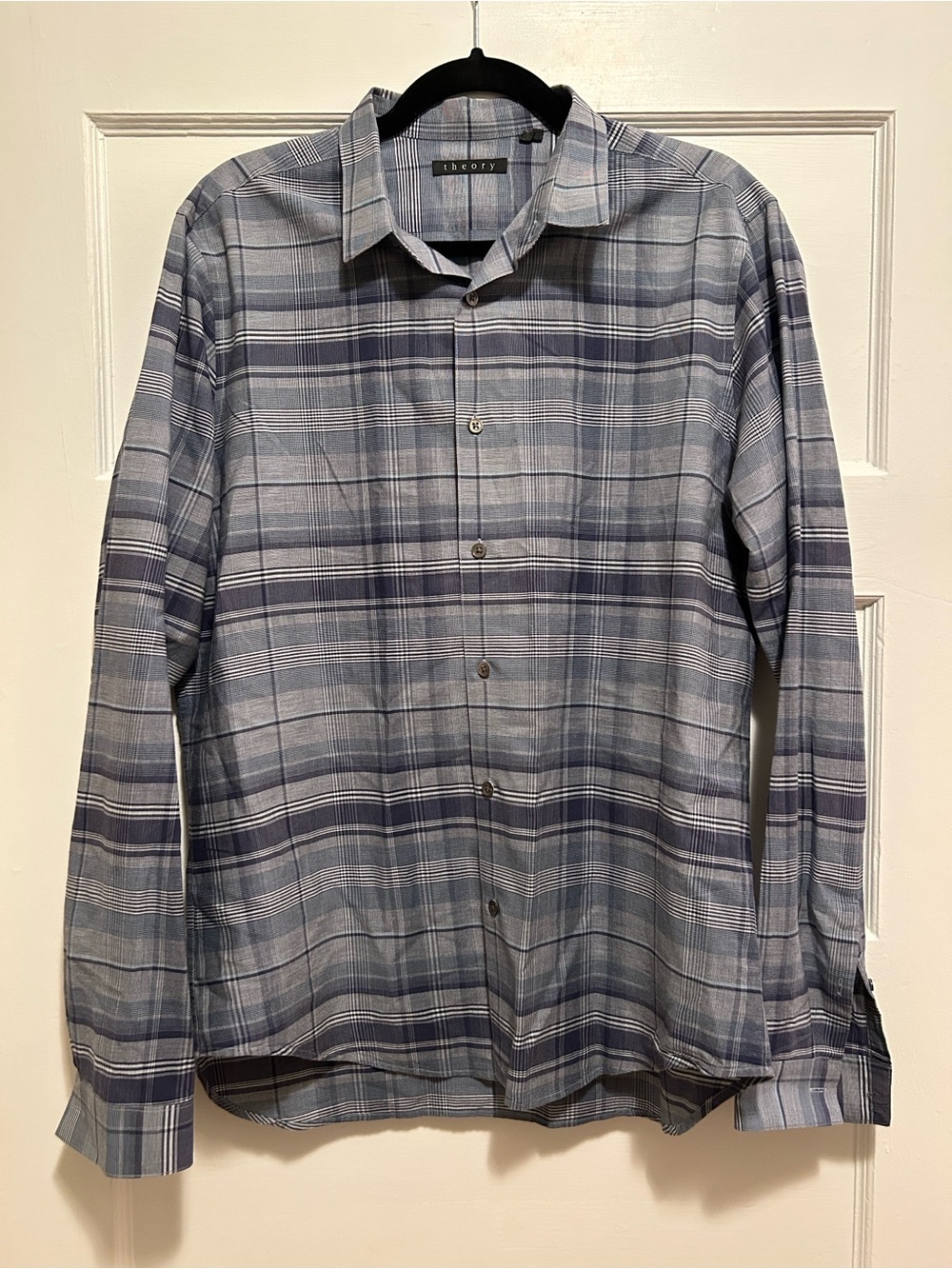 Theory Men’s Stephan Houlton Plaid Long Sleeve Button Up Shirt - Large